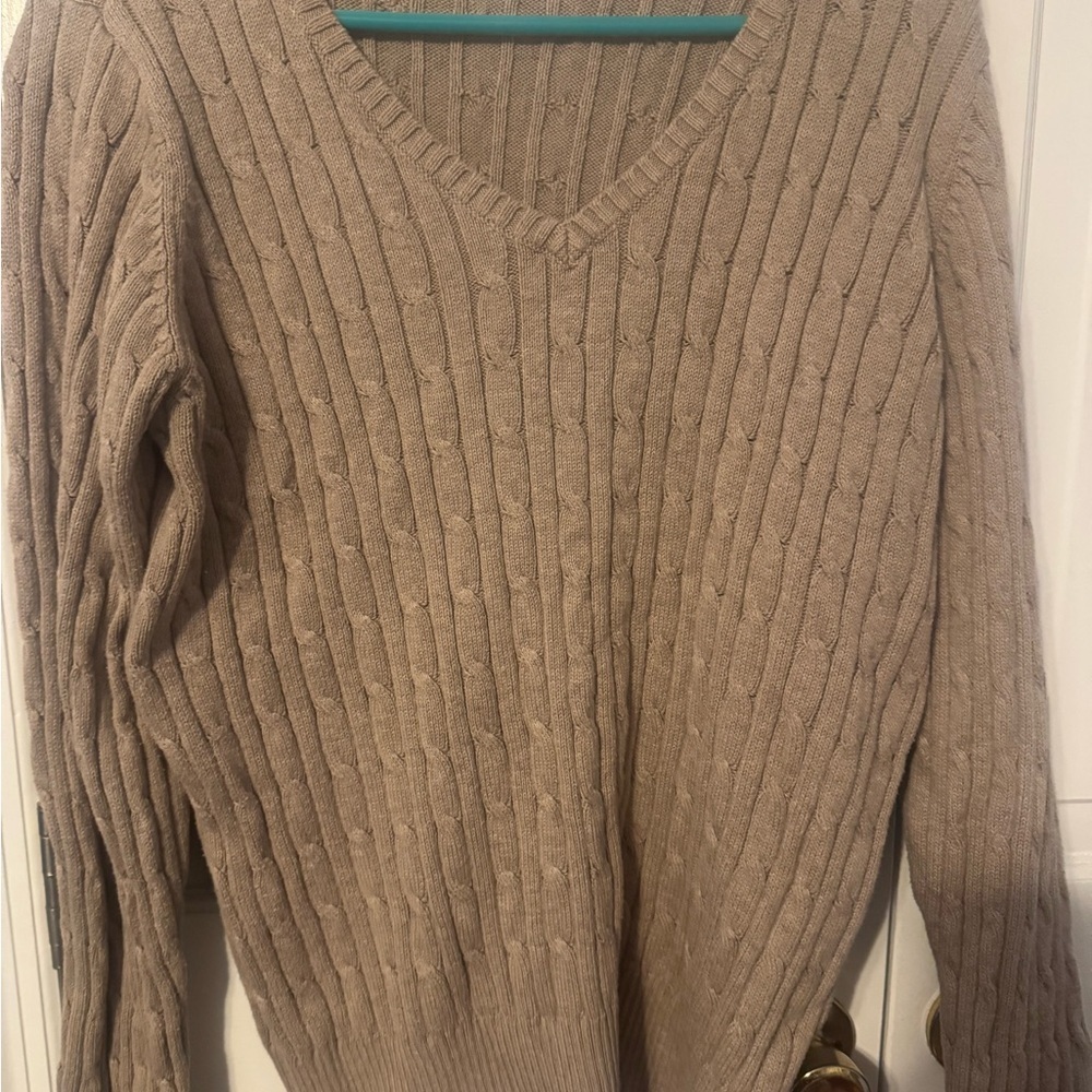 St. John's Bay Tan V-Neck Sweater. Classic yet stylish. Cozy. Like New. XL - Picture 7 of 8